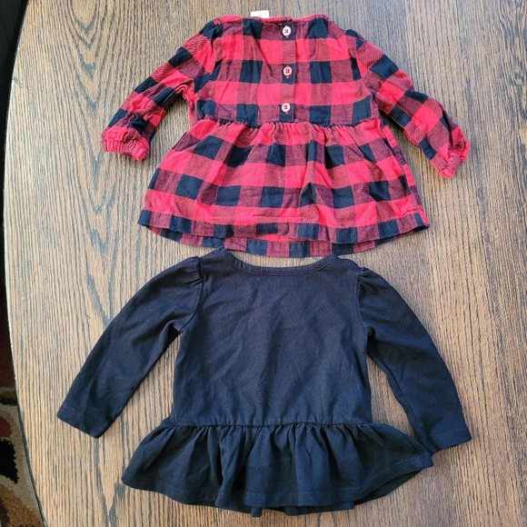 Bundle of 2 Peplum Tops Buffalo Plaid and Black Size Girl's 6 Months - Picture 4 of 7
